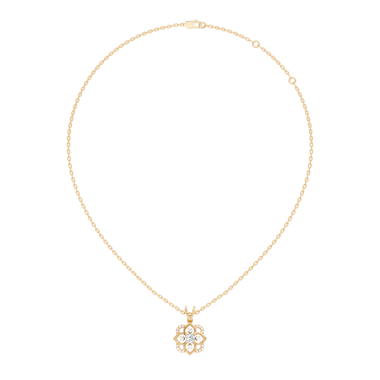 Round Diamond Necklace pendant In 18K Solid Gold Perfect Gift For Anniversary