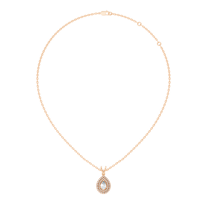 Elegant Pear Cut Lab-Grown Halo Pendant In 14K Solid Gold 0.72 CT Round Accent