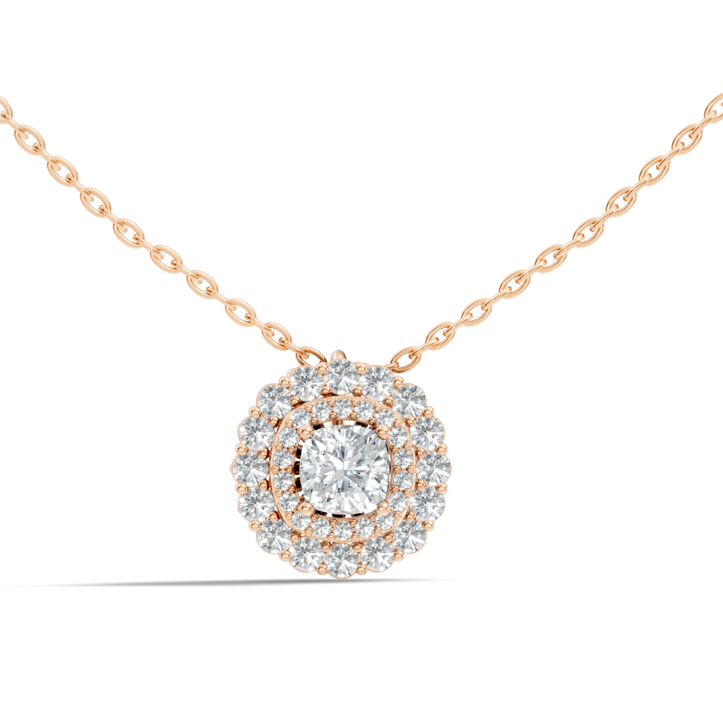 Elegant Cushion Cut 1.62 Ct Lab-Grown Diamond Halo Accent Pendant Necklace for Women