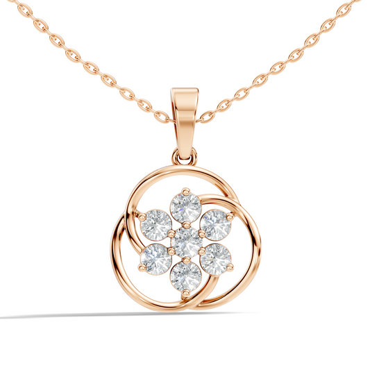 1.40 Carat Lab-Grown Round Diamond Pendant Necklace in 14K Solid Gold