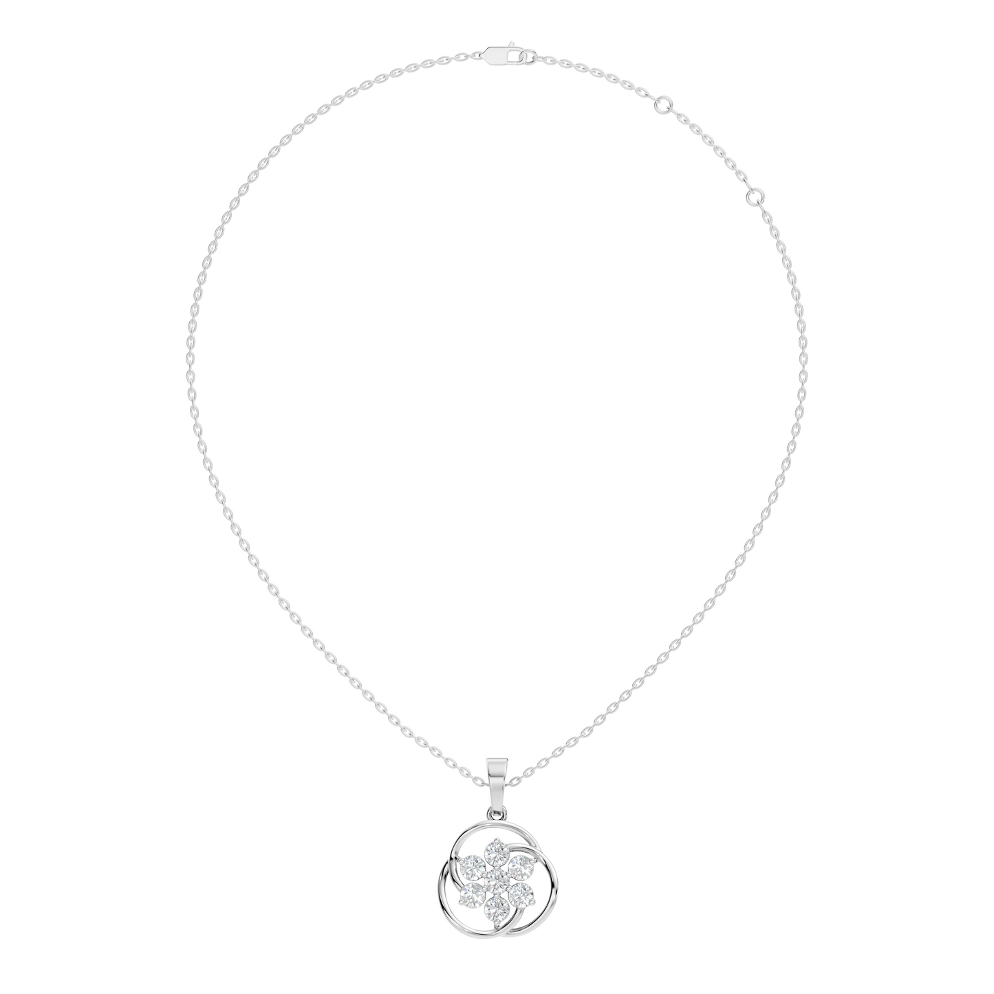 1.40 Carat Lab-Grown Round Diamond Pendant Necklace in 14K Solid Gold