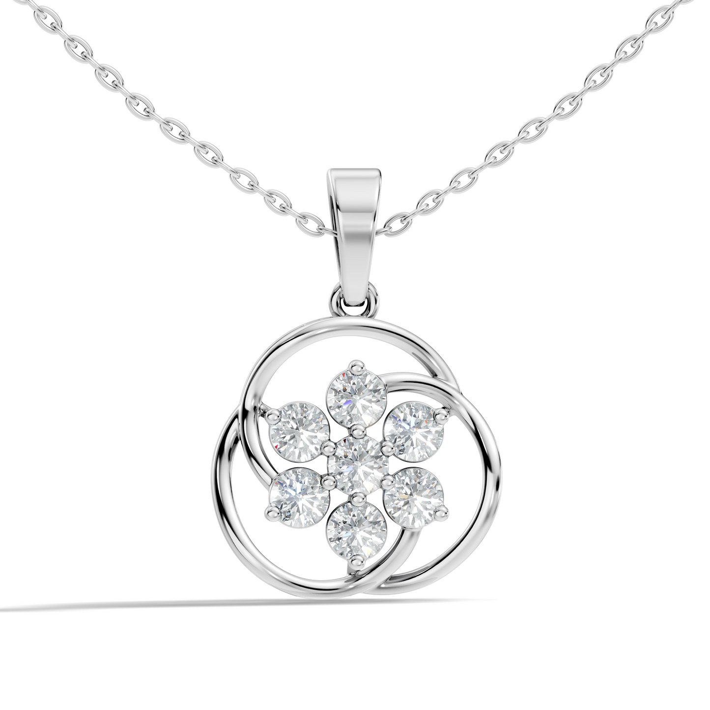 1.40 Carat Lab-Grown Round Diamond Pendant Necklace in 14K Solid Gold