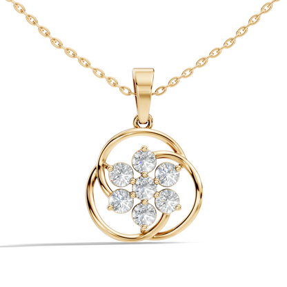 1.40 Carat Lab-Grown Round Diamond Pendant Necklace in 14K Solid Gold