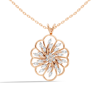Elegant Vintage Pendant With Marquise & Round Cut Diamond Necklace For Anniversaries