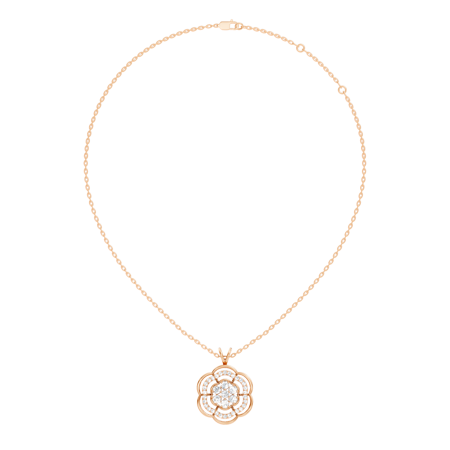 Vintage Round Cut Diamond Pendant Natural & Lab-Grown Diamonds in 18K Gold