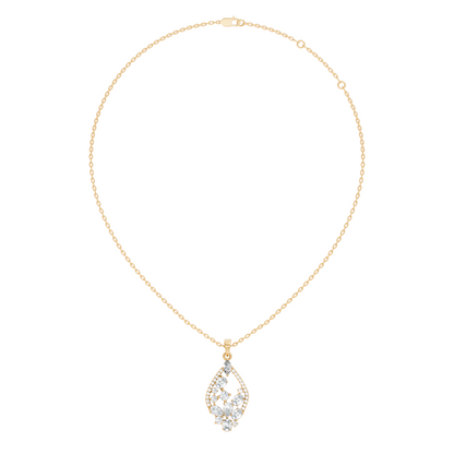 Marquise & Oval Cut Lab-Grown Diamond Pendant Teardrop Halo Necklace In Elegant Jewelry Gift For Her