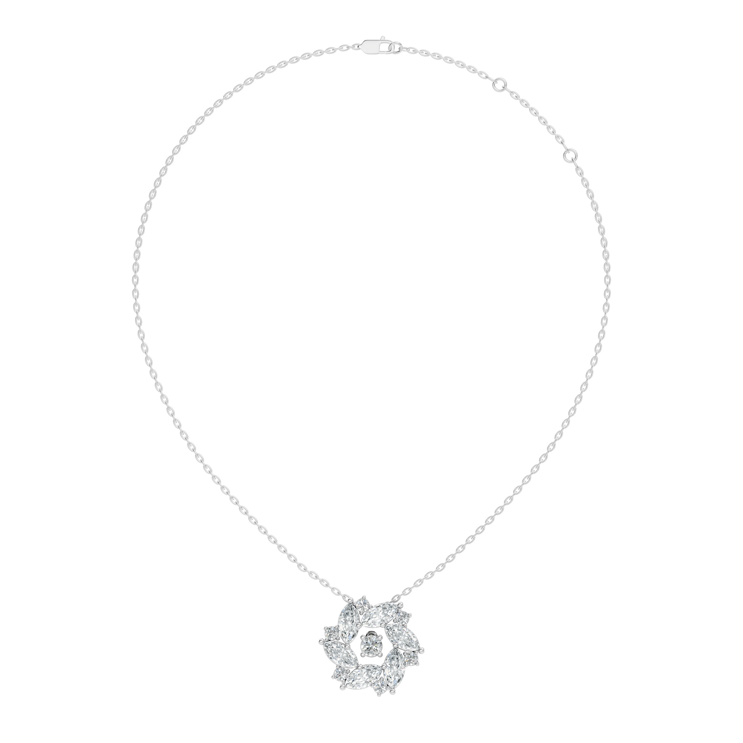 Pear Cut Sparkling Floral Halo Pendant In 14K Rose Gold Sustainable Diamond Necklace For Women