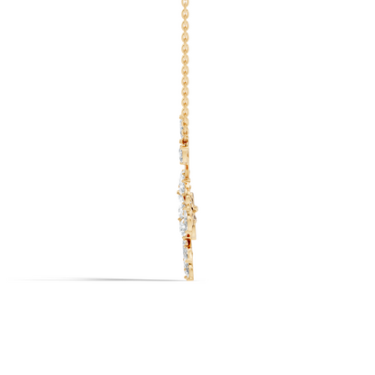 Round Cut Elegant Statement Jewelry For Women New Style Pendant 14k Solid Gold Natural Diamond Golden Blossom