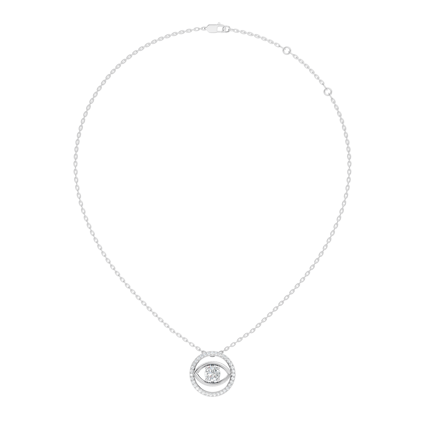 Round Eternal Vision Lab-Grown Diamond  Circle Pendant Necklace Modern Minimalist Jewelry For Women
