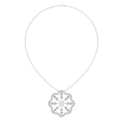 Princess Cut Lab-Grown Diamond Pendant  Vintage Geometric Ornate Floral 14K Rose Gold Necklace