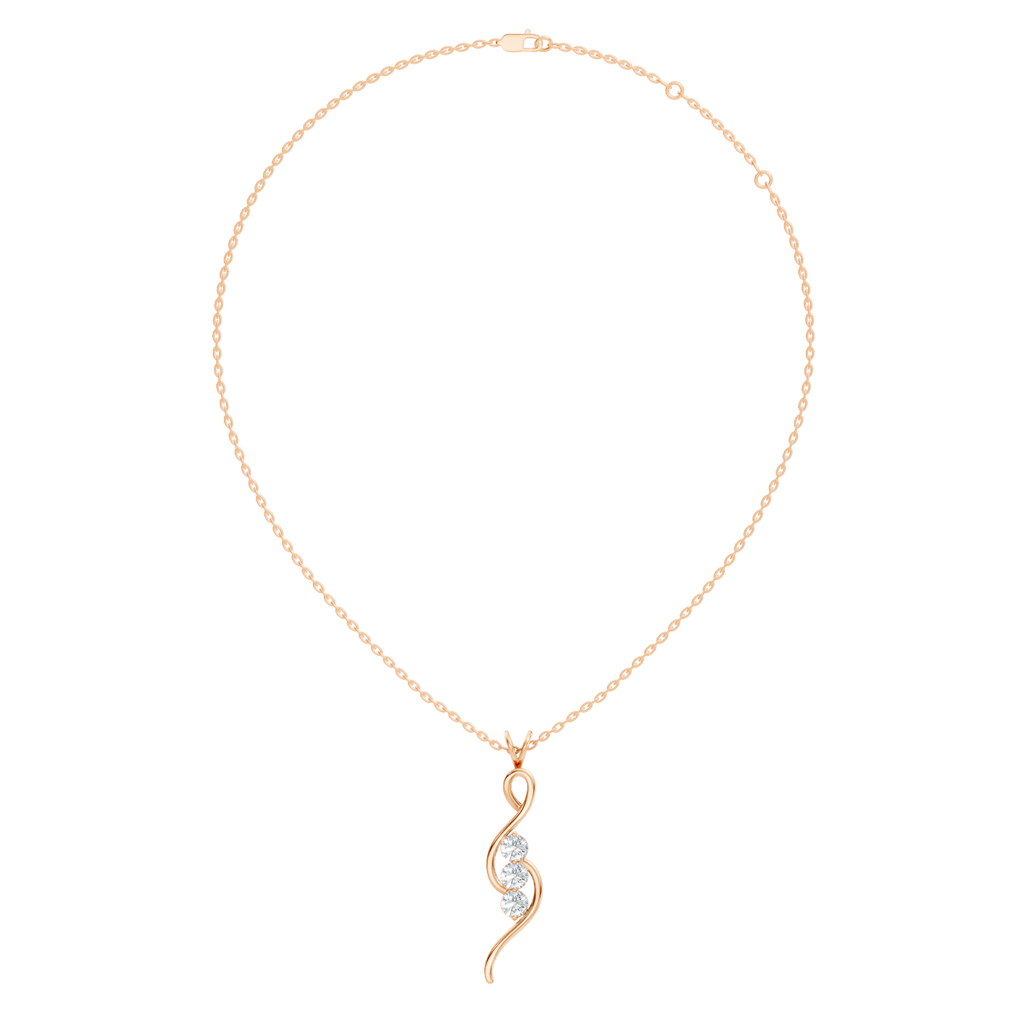 Three-Stone Lab-Grown Diamond Pendant Gold Infinity Minimalist Elegant Jewelry for Women