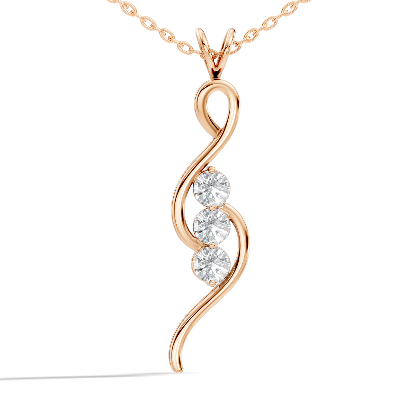 Three-Stone Lab-Grown Diamond Pendant Gold Infinity Minimalist Elegant Jewelry for Women