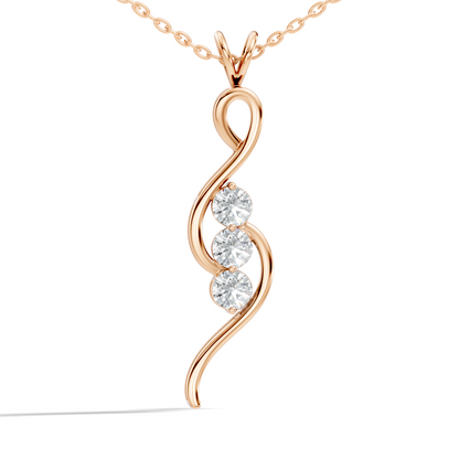 Three-Stone Lab-Grown Diamond Pendant Gold Infinity Minimalist Elegant Jewelry for Women