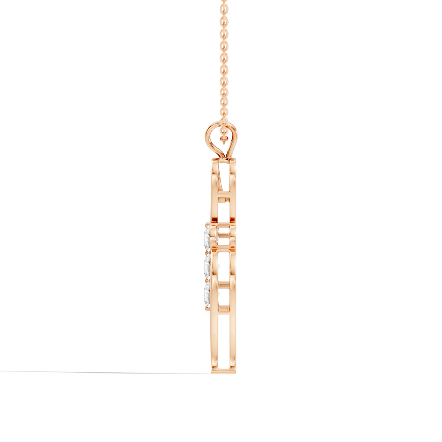 Three-Stone Lab-Grown Diamond Pendant Gold Infinity Minimalist Elegant Jewelry for Women