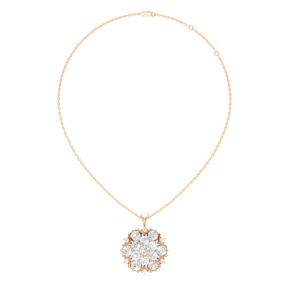 Classic 6.89 Ct Floral Cluster Lab-Grown Diamond Pendant 14K Rose Gold Timeless Jewelry