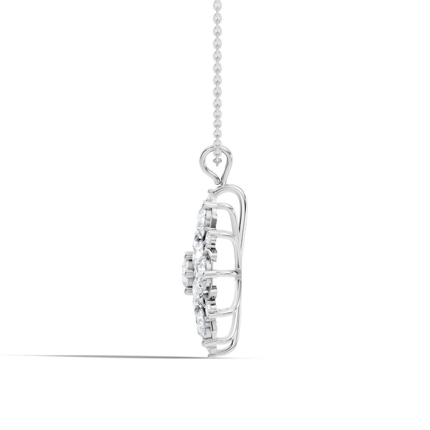 Classic 6.89 Ct Floral Cluster Lab-Grown Diamond Pendant 14K Rose Gold Timeless Jewelry