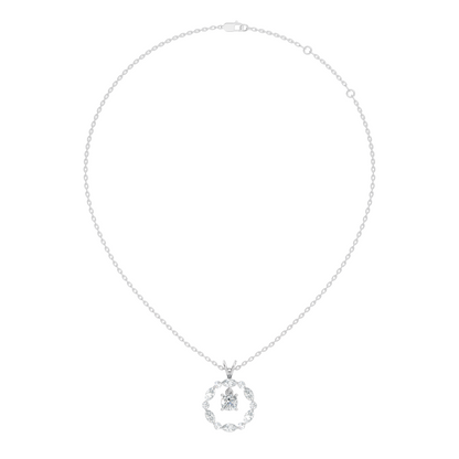 Round Lab-Grown Diamond Circle Pendant For Her Cushion & Marquise Design In 14K Gold