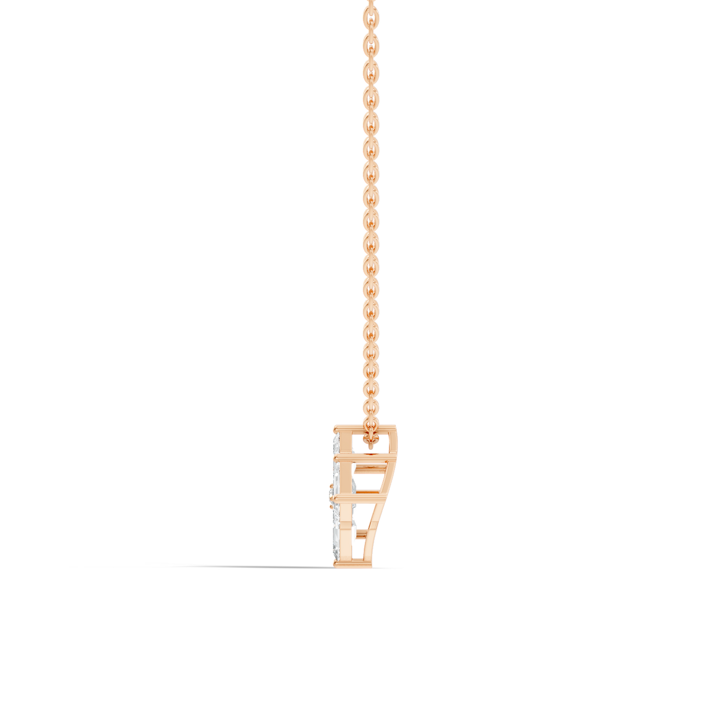 Minimalist Baguette Lab-Grown Diamond Square Pendant In14K Rose Gold Classic Necklace