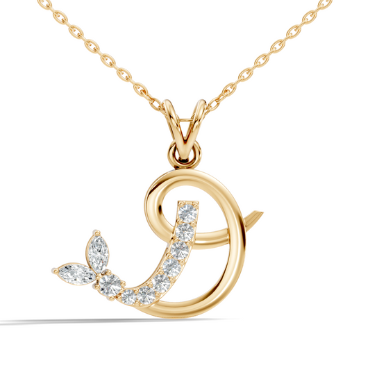 Leaf Swirl Lab-Grown Diamond Pendant 14K Rose GoldNecklace Elegant Nature-Inspired Jewelry