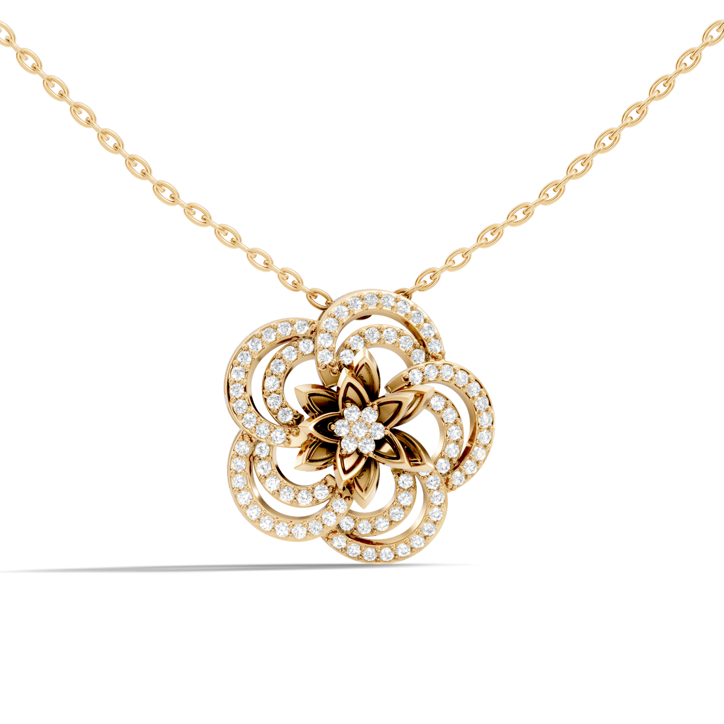 Round Shape 14k Solid Gold Natural-Lab Grown Diamond Elegance New Stlye Pendant For Women