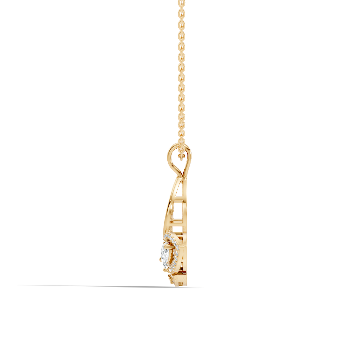 Butterfly Shape Marquise & Round Lab Grown 10k Solid Gold Elegance Minimalist Diamond Pendant For Women