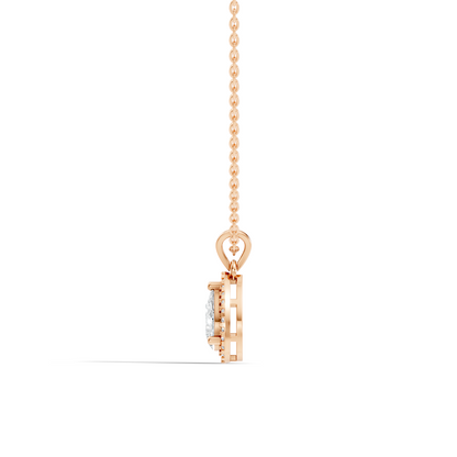 Round & Pear shape Lab Grown Diamond  10k Solid Rose Gold Sizzling Classic Diamond Pendant For Her