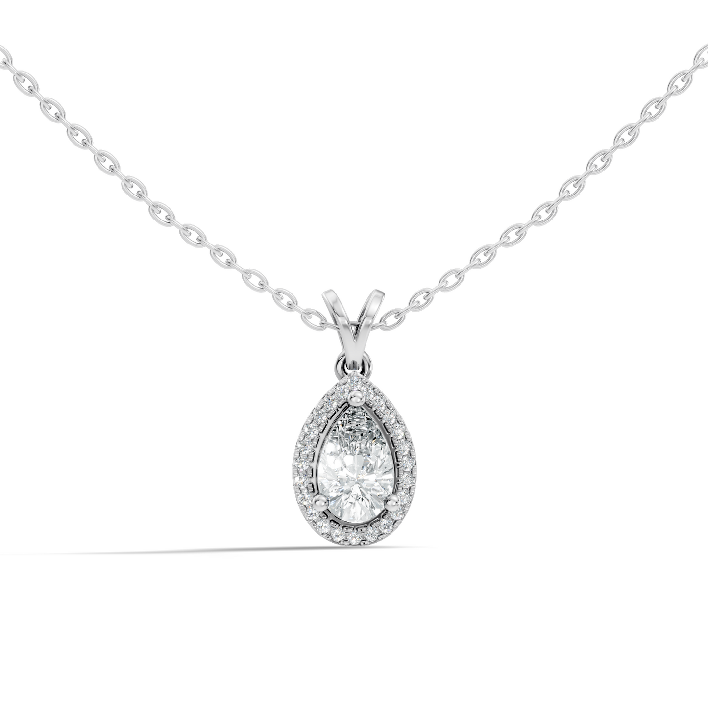 Round & Pear shape Lab Grown Diamond  10k Solid Rose Gold Sizzling Classic Diamond Pendant For Her