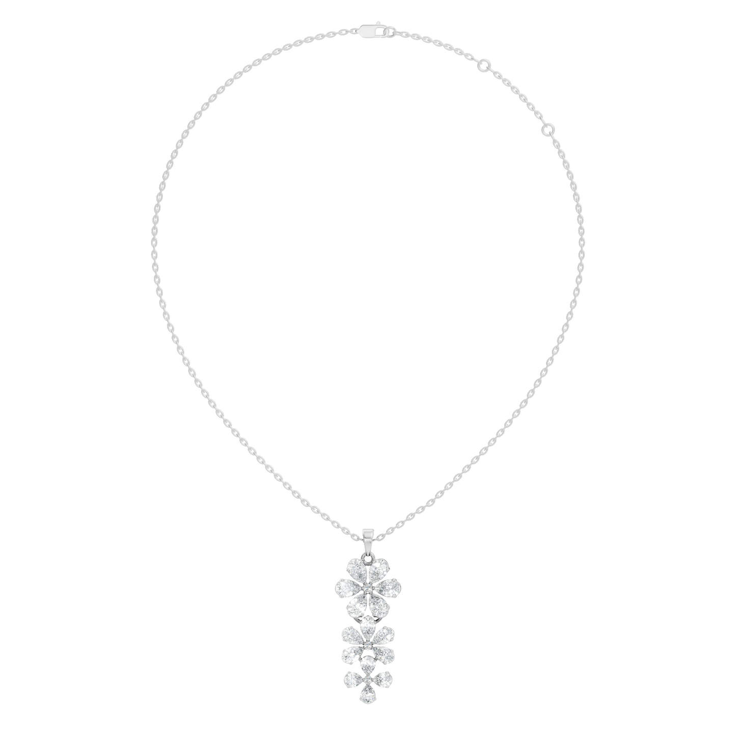 4.13 Ct Round & Pear Shape Lab Grow Diamond Classic New Vintage Style Diamond Pendant For Her