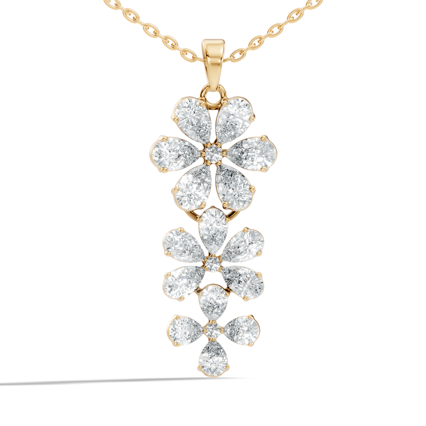 4.13 Ct Round & Pear Shape Lab Grow Diamond Classic New Vintage Style Diamond Pendant For Her