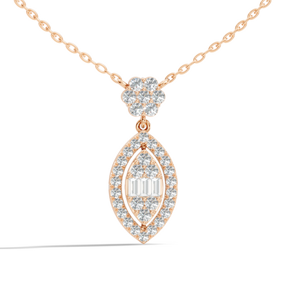 14K Solid Gold Pendant With 0.98 CT Lab-Grown baguette Or Round Diamond Minimalist Jewelry