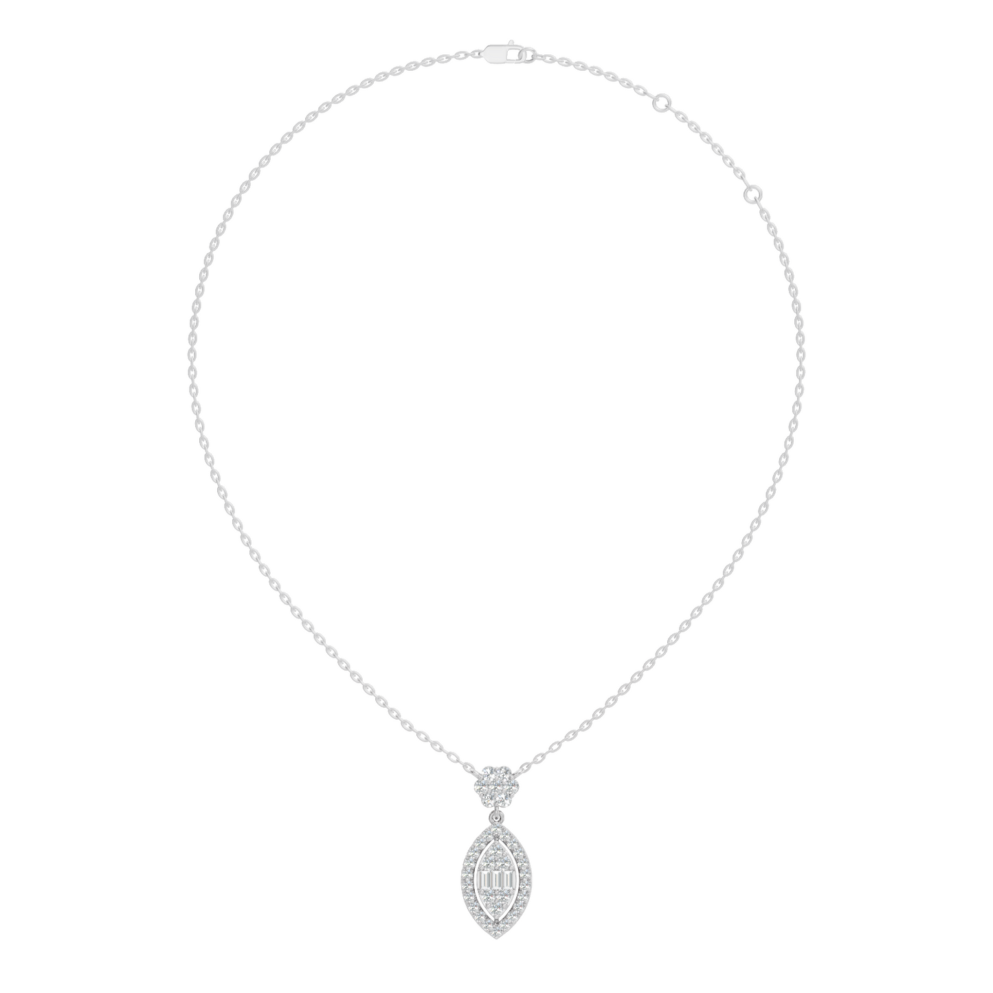 14K Solid Gold Pendant With 0.98 CT Lab-Grown baguette Or Round Diamond Minimalist Jewelry