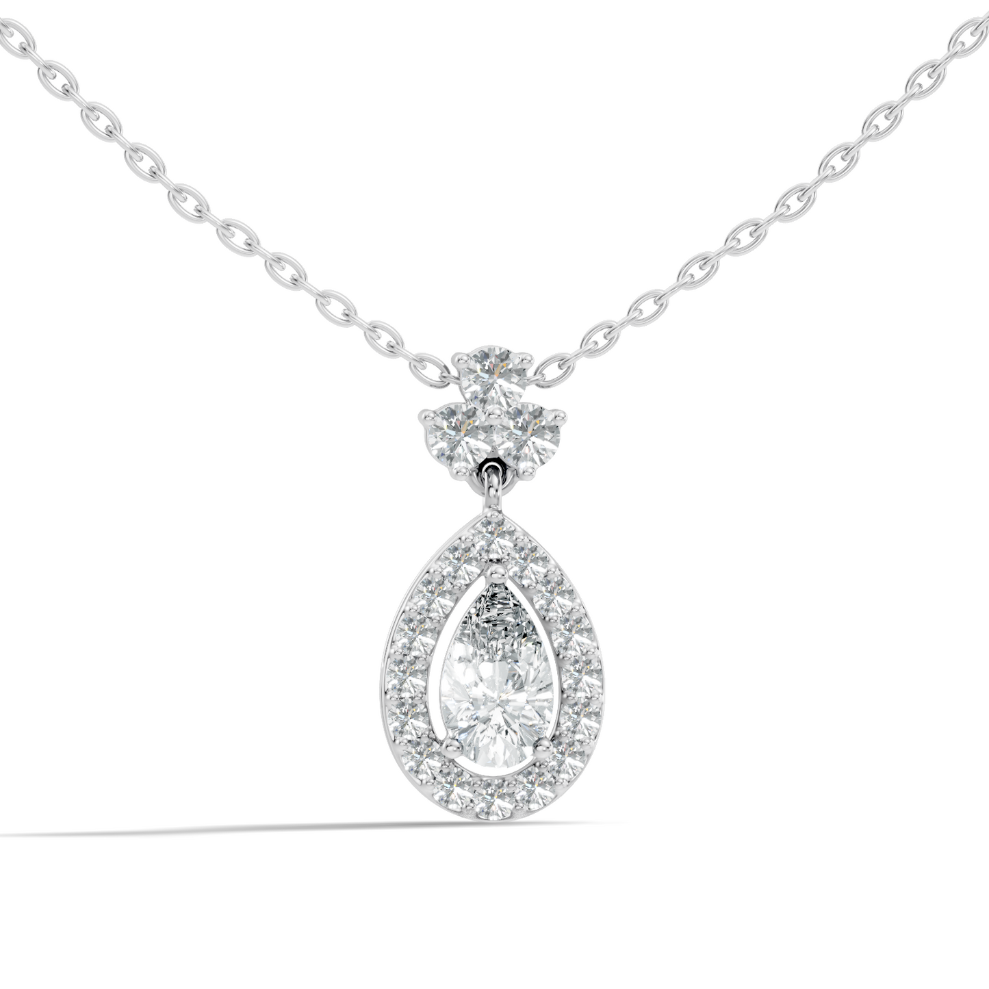 Labgrown Pear Or Round Diamond Sparkling Pendant Halo Diamond Teardrop pendant perfect Anniversary Gift For Women's