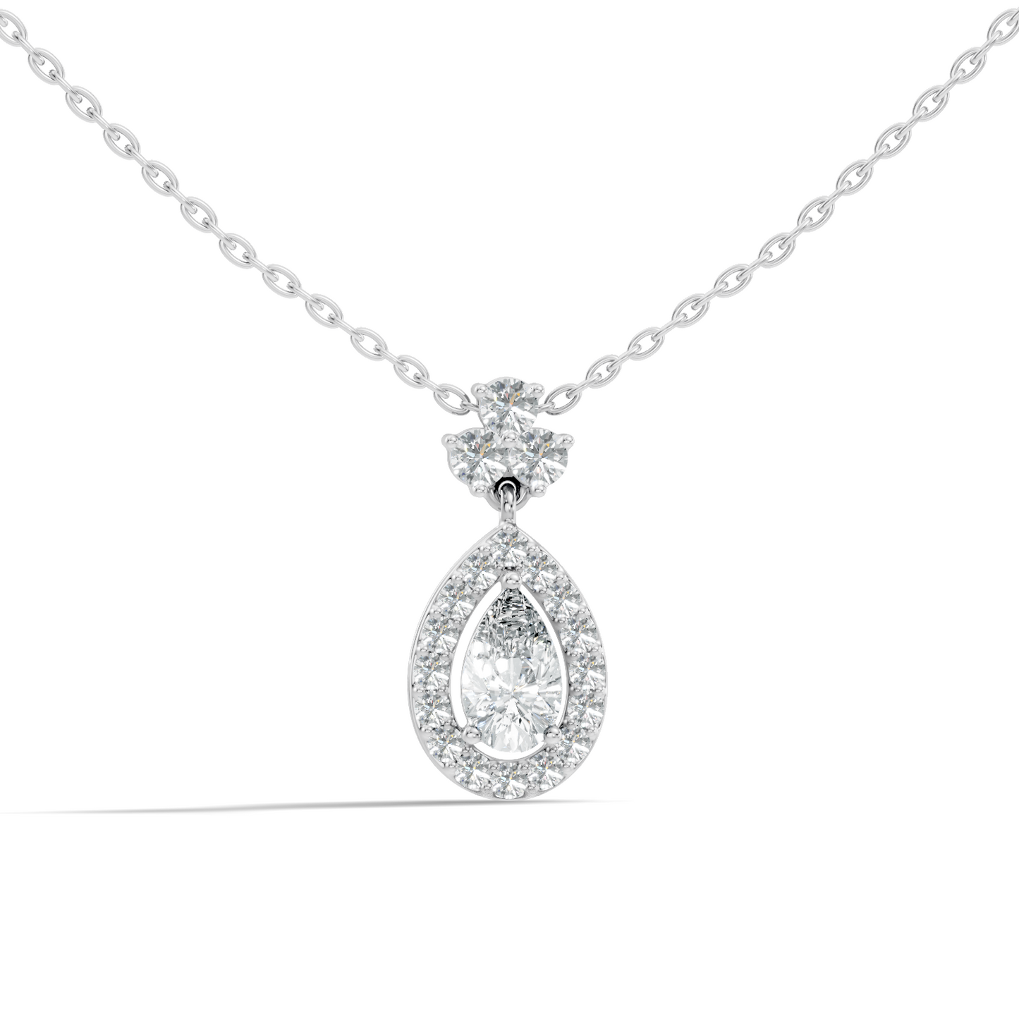Labgrown Pear Or Round Diamond Sparkling Pendant Halo Diamond Teardrop pendant perfect Anniversary Gift For Women's