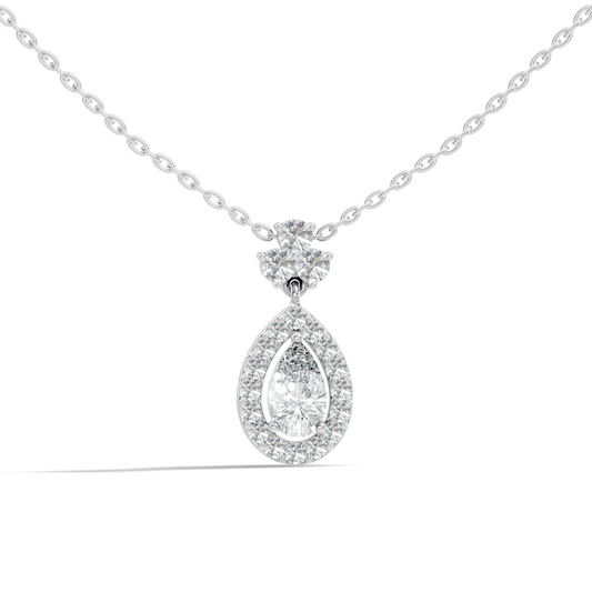 Labgrown Pear Or Round Diamond Sparkling Pendant Halo Diamond Teardrop pendant perfect Anniversary Gift For Women's