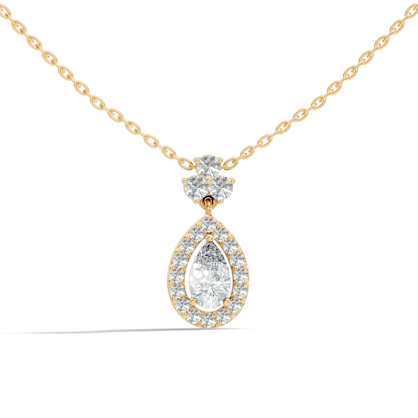 Labgrown Pear Or Round Diamond Sparkling Pendant Halo Diamond Teardrop pendant perfect Anniversary Gift For Women's