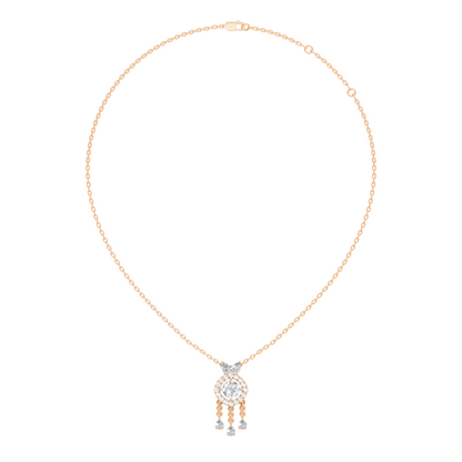 Labgrown Diamond Accent Halo Pendant Necklace With Round Cut in 14k Gold Teardrop Design