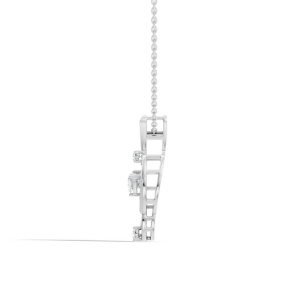 14K Solid Gold Heart Cut Diamond Pendant Round Handcrafted Necklace Gift For Her