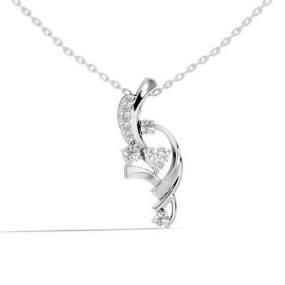 14K Solid Gold Heart Cut Diamond Pendant Round Handcrafted Necklace Gift For Her