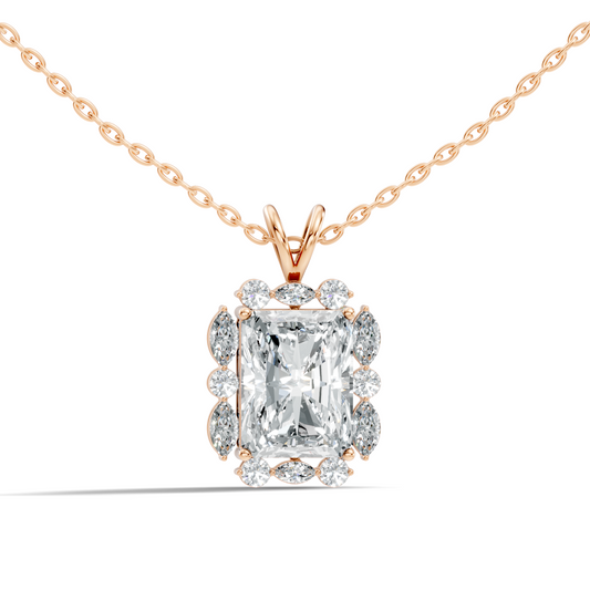 Vintage Radiant Cut Labgrown Diamond Pendant Elegant 5.11 Ct White Gold Jewelry Gift