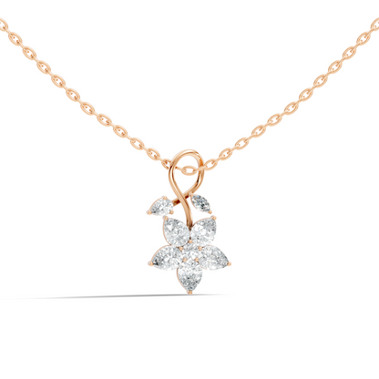 1.24 CT Lab Grown Marquise/Pear Diamond Pendant Floral Inspired Jewelry In 14K Solid Gold