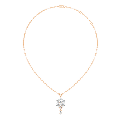 14K Solid Yellow Gold Pendant with 1.87 CT Lab-Grown Pear or Marquise Cut Diamond