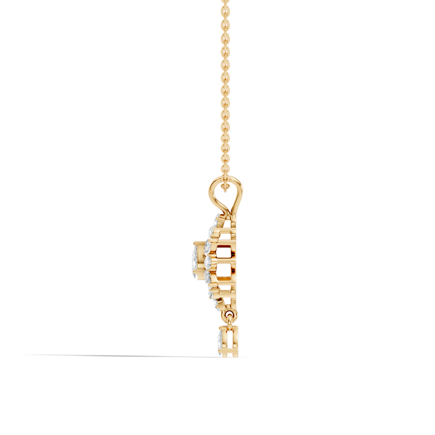 14K Solid Yellow Gold Pendant with 1.87 CT Lab-Grown Pear or Marquise Cut Diamond