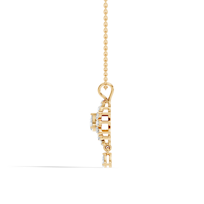 14K Solid Yellow Gold Pendant with 1.87 CT Lab-Grown Pear or Marquise Cut Diamond