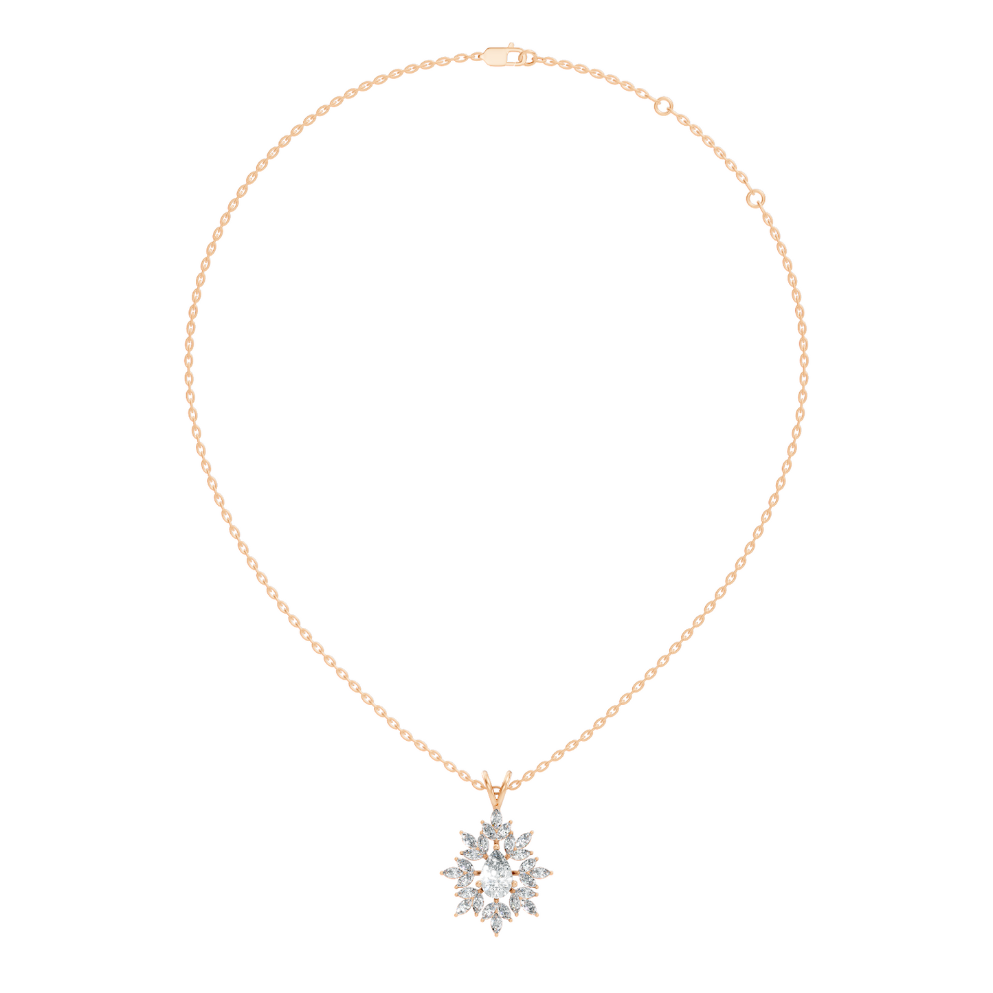 Vintage 1.30 CT Pear Cut Labgrown Diamond Pendant Necklace In 14K Gold Jewelry