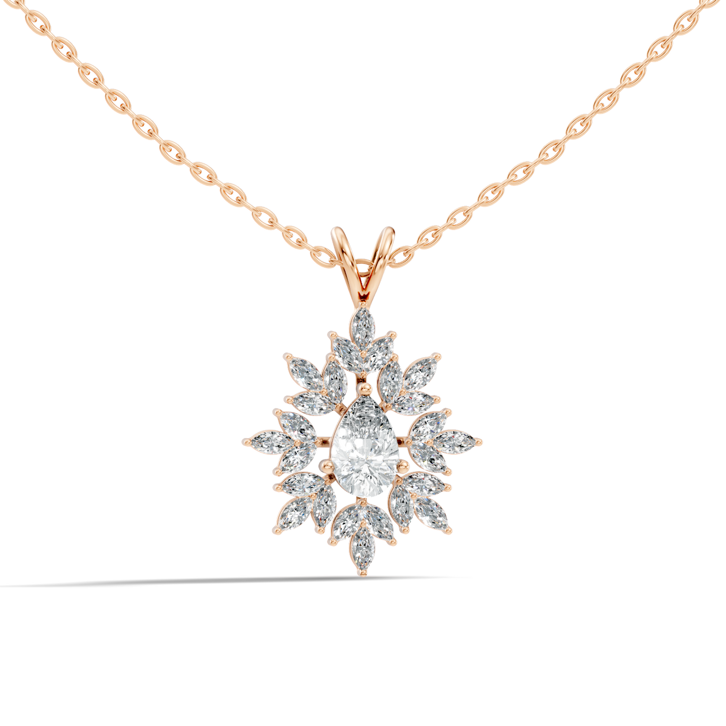 Vintage 1.30 CT Pear Cut Labgrown Diamond Pendant Necklace In 14K Gold Jewelry