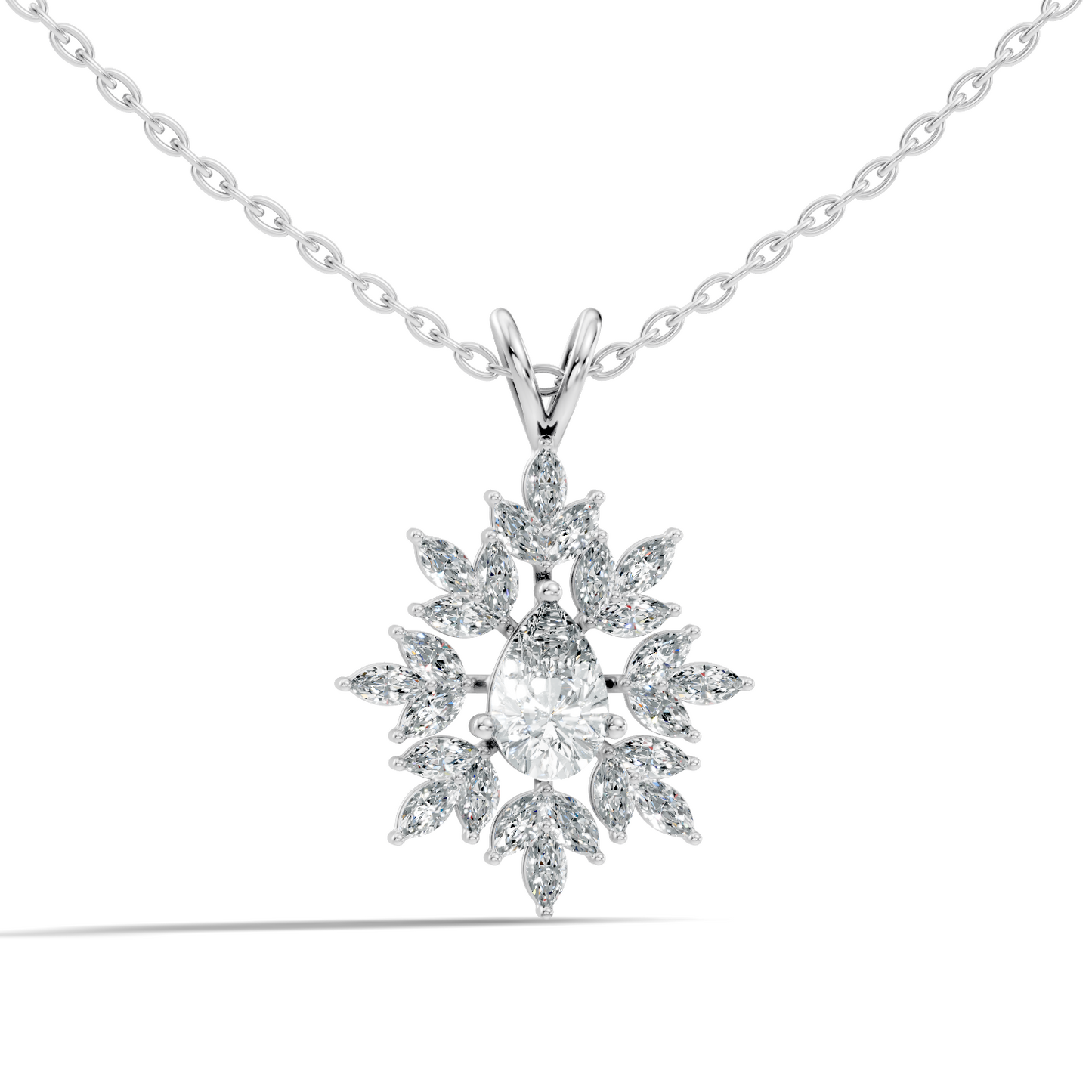 Vintage 1.30 CT Pear Cut Labgrown Diamond Pendant Necklace In 14K Gold Jewelry