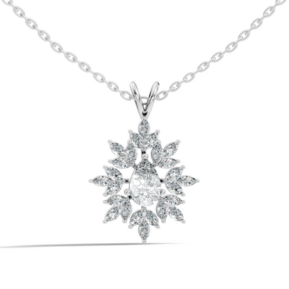 Vintage 1.30 CT Pear Cut Labgrown Diamond Pendant Necklace In 14K Gold Jewelry