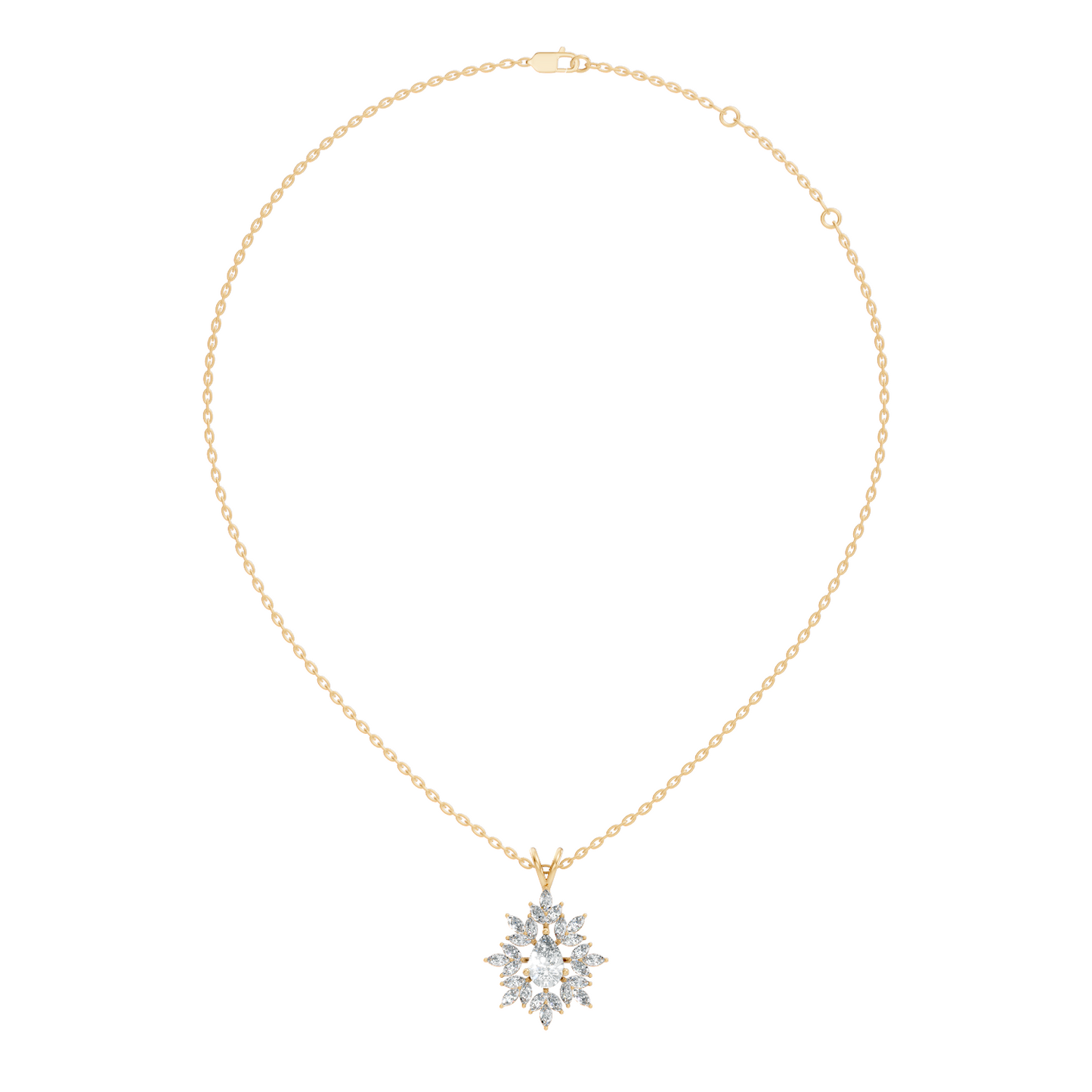 Vintage 1.30 CT Pear Cut Labgrown Diamond Pendant Necklace In 14K Gold Jewelry