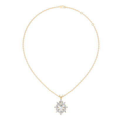 Vintage 1.30 CT Pear Cut Labgrown Diamond Pendant Necklace In 14K Gold Jewelry