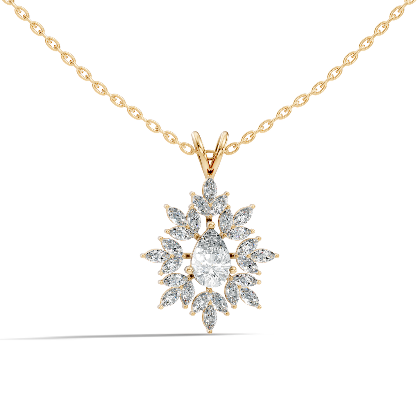 Vintage 1.30 CT Pear Cut Labgrown Diamond Pendant Necklace In 14K Gold Jewelry